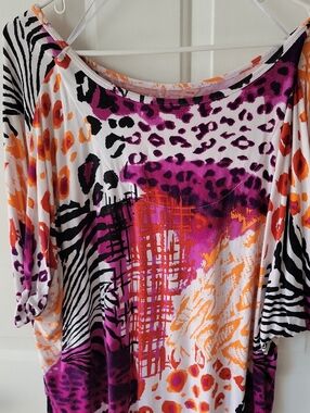 Ruby Rd. Purple, Orange & Black Animal-Print Tunic